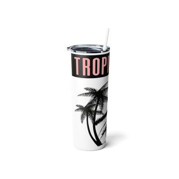 Tropical Flutter Skinny Steel Tumbler with Straw, 20oz